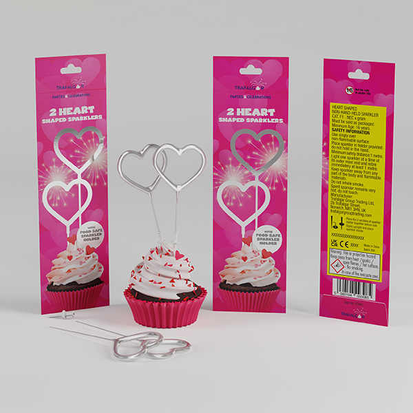 2 x Heart Shaped Sparklers - Boxed