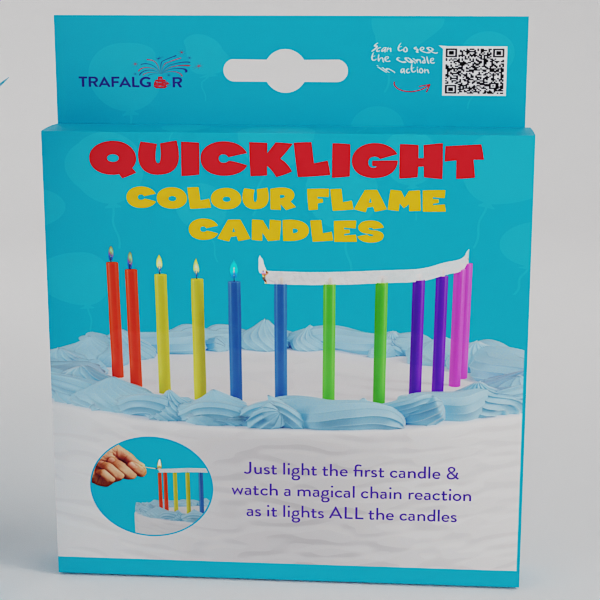 Quick Light Candles with Coloured Flames, Pack of 12.