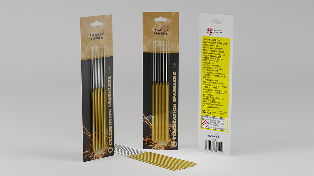 Glitz- 18cm Gold Sparklers (pack of 10)