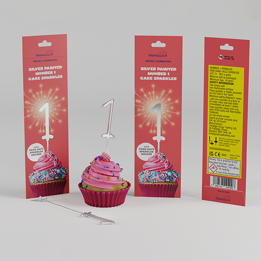 Numbered sparkler - Number 1, silver painted finish