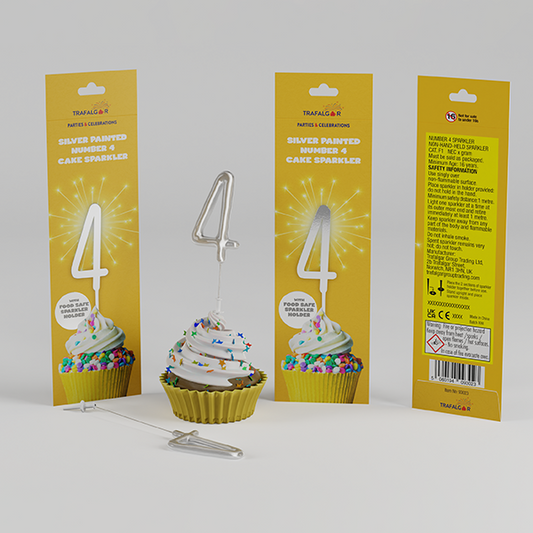 Numbered sparkler - Number 4, silver painted finish