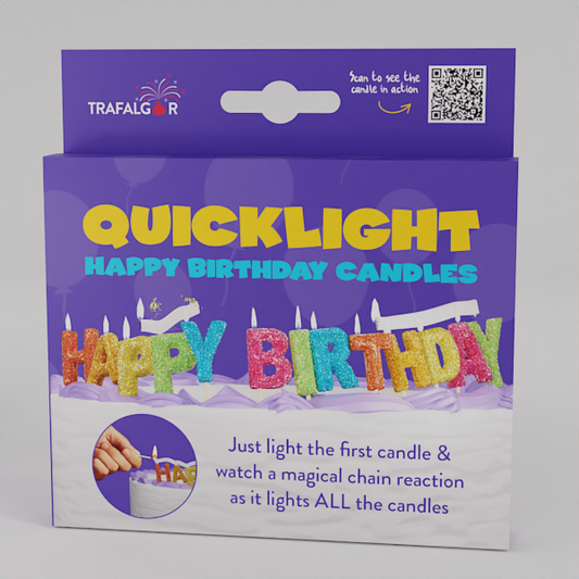 Quick Light Candles with HAPPY BIRTHDAY, Pack of 12